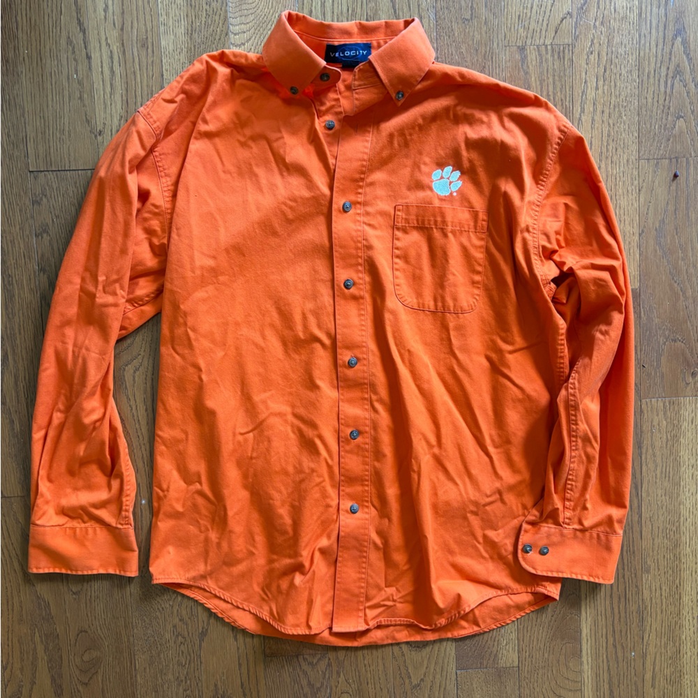 Velocity Clemson Orange Men's Casual Button Down Shirt